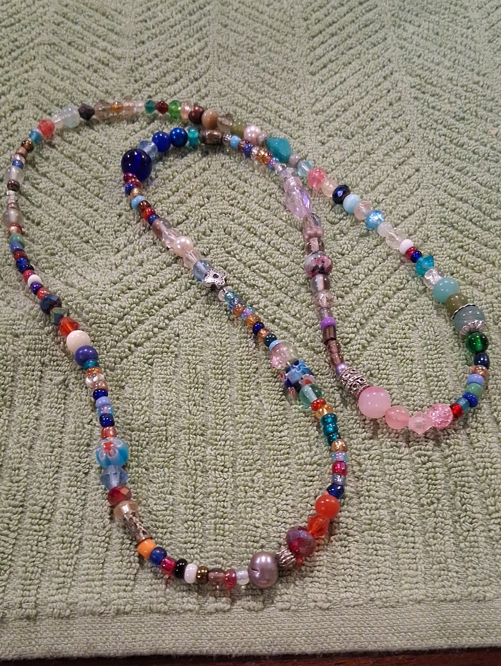 Handcrafted Multicolor Beaded Women’s Necklace - Eclectic Glass & Stone Mix